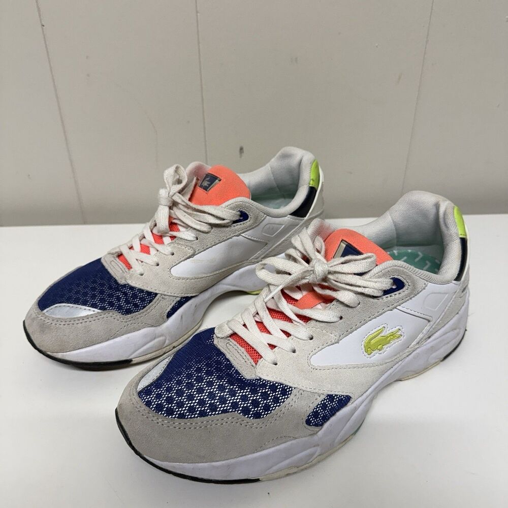 Lacoste Storm 96 Lo Retro Sneakers White Navy Orange 7-40SMA0046LG1 Men 9 GUC